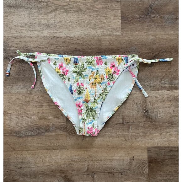 NWT Old Navy Womens Floral Tie-Side Bikini Bottoms 2X Polyester/Spandex White Mu - Picture 1 of 4